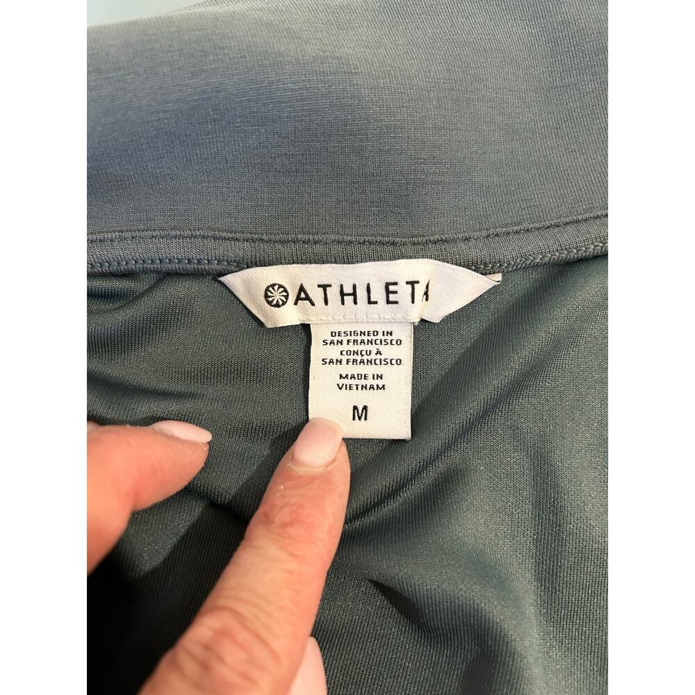 Athleta blue quarter zip sweatshirt womens M pockets super soft *small stain* - Picture 7 of 10